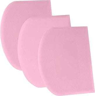 SURDOCA Dough Scraper Bench Scraper - 3P 7.1x4.9" Plastic Flexible Bowl Scraper, Sharp Edge & Angles Cake Scraper. Non-Slip Bakeware Decorating Tools Sculpting & Modeling Tools - Pure Pink