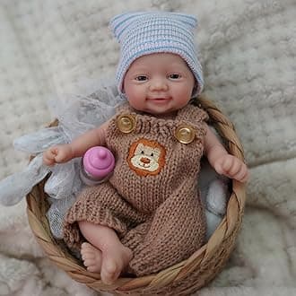 7" Miniature Boy Reborn Baby Doll - Silicone, Realistic, Poseable, Gift Box, Accessories (Boy)