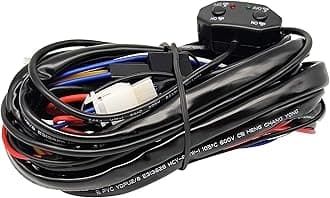 - Double Color/High Low Beam Wiring Harness Kit DC12V Maximum 300W 40A LED Lights Wiring Harness Switch Relay 14AWG Core Cable Harness for Car Fog Lights Work Driving Lights Bar