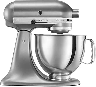 KitchenAid Artisan Series 5 Quart Tilt Head Stand Mixer with Pouring Shield KSM150PS, Contour Silver