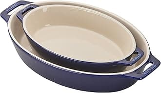 40508-632 Ceramics Oval Baking Dish Set, 2-Piece, Dark Blue