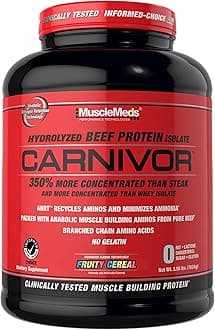 CARNIVOR Beef Protein Isolate Powder, Muscle Building, Recovery, Lactose Free, Sugar Free, Fat, Free, 23g Protein, Fruity Cereal, 56 Servings
