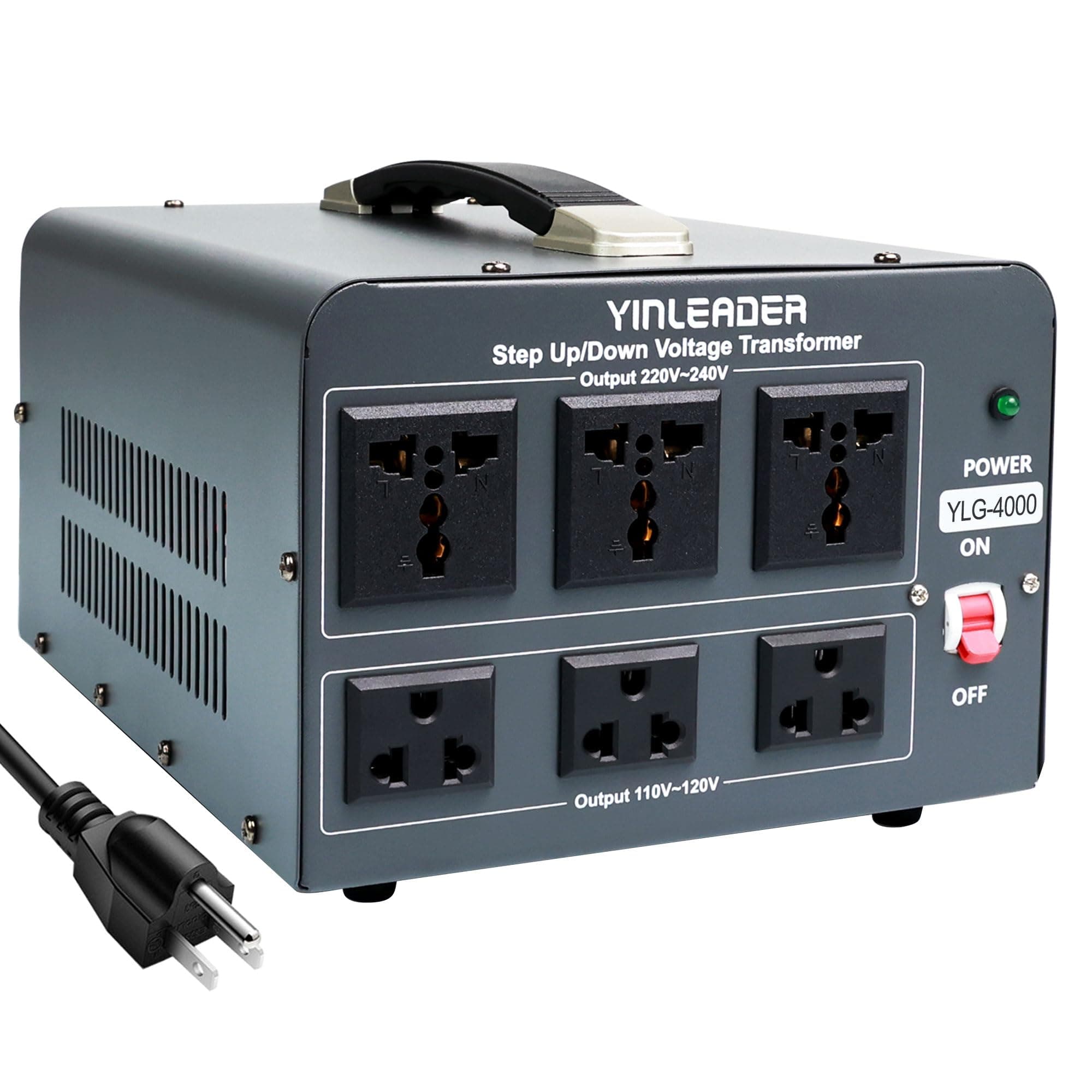 110V to 220V Voltage Converter Transformer 4000W Step Up/Down 110/120-220/240V with US and Universal Outlet,Resettable Circuit Breaker