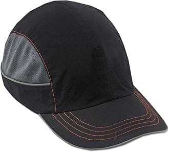 Ergodyne Safety Bump Cap, Baseball Hat Style, Comfortable Head Protection, Long Brim, Skullerz 8950,Black