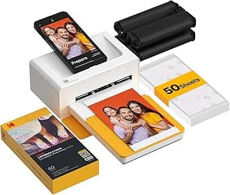 Dock Plus 4x6'' Photo Printer, 50 Sheets, Docking & Bluetooth Mobile Printer for iOS & Android, Instant Color Prints, 4PASS Dye Sublimation