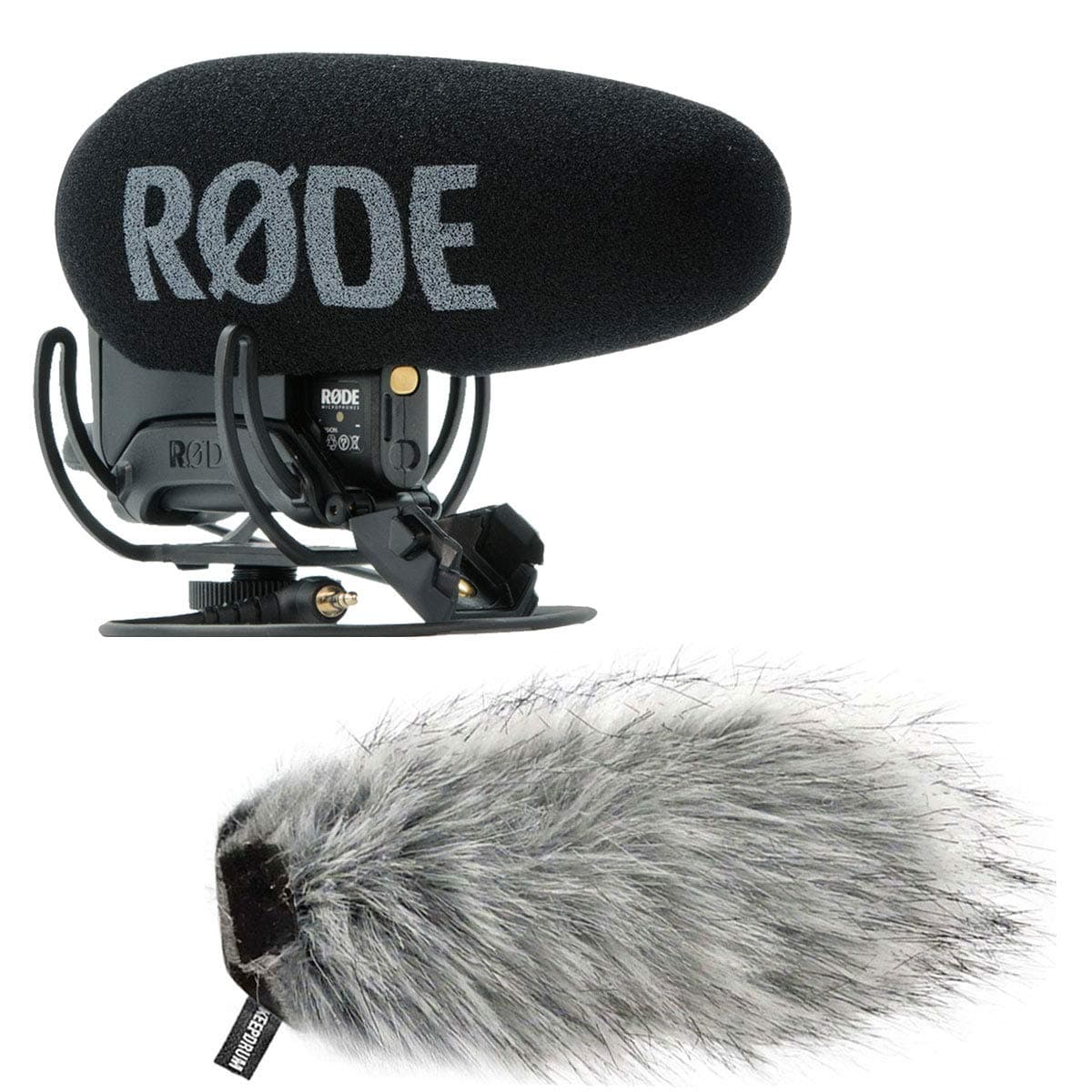 Rode VideoMic Pro Plus camera microphone + keepdrum skin for wind protection WS03.