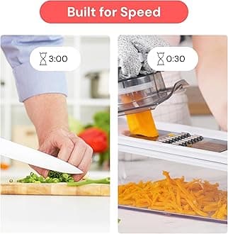 Fullstar Mandoline Slicer for Kitchen, Cheese Grater Vegetable Spiralizer and Veggie Slicer for Cooking & Meal Prep, Kitchen Gadgets Organizer & Safety Glove Included (6 in 1, Clear)