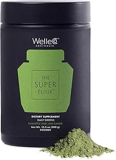 The Super Elixir Daily Greens Powder, Probiotic Drink Mix with Whole Foods, Gluten Free, Vegan Gut Health Powder, Energy, Immunity, Healthy Skin, Hair & Nails (Jar, Pineapple & Lime Jar)