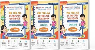 Oswaal One For All Olympiad Workbook Class 1 (Set of 3 Books) Maths, Science & English For 2024-25 Exam