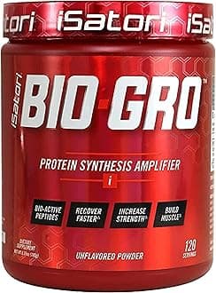 iSatori BIO-GRO Protein Synthesis Amplifier, for Muscle Recovery & Growth, Enhanced Stimulant Free Pre-Workout & Colostrum Supplement with Bio-Active Peptides- Unflavored (120 Servings)