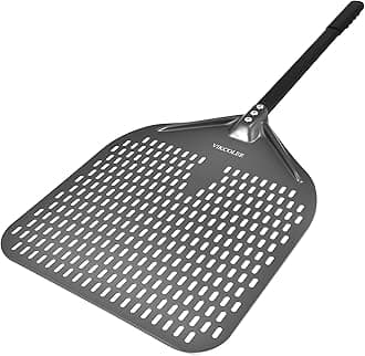 Perforated Pizza Peel, 14 x 16 Inch Rectangular Pizza Turning Peel, Professional Anodized Aluminum Turning Pizza Spatula, 26 inch overall