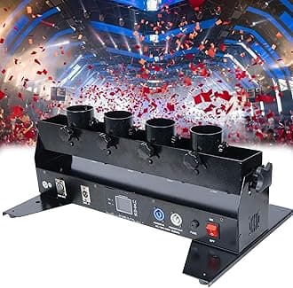RayGenius Portable 4-shot Confetti Gun, Electric Confetti, Confetti Cannon Machine, Professional DJ Confetti Launcher for Stage Weddings