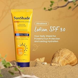 Leeford SunShade Sunscreen Lotion SPF 30 PA+++ | Ultra Light, Non-Greasy, No White Cast Sun screen for Men & Women for Face & Body, Water Resistant Sun Block for All Skin Types 50ml Each (Pack of 2)