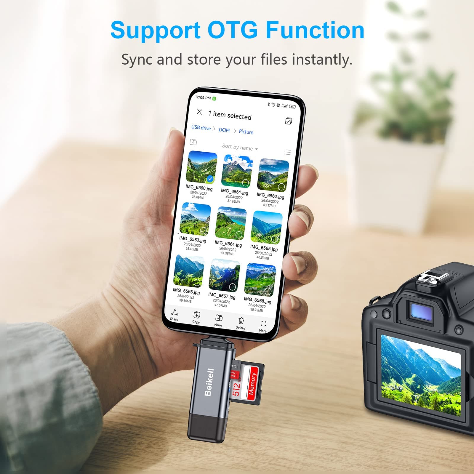 Beikell SD Card Reader, Dual Connector USB 3.0 & Type C Card Reader High Speed OTG Adapter, for MMC/Micro-SD/TF/SDXC/SDHC/Micro-SDHC/Micro-SDXC/SD Cards, Compatible with Android/Windows/Mac OS etc.