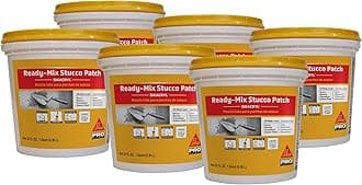 SIKA Sikacryl Stucco Repair, White, 1-Qt, Ready-Mix Stucco Patch for Large Cracks and Spalls, Acrylic-Based, Interior/Exterior, Textured, Moisture-Resistant (Pack of 6)