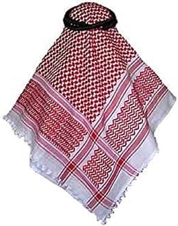 Bethlehem Gifts TM Traditional Palestinian Keffiyeh Shemagh Agal Rope from The Middle East (Red Keffiyeh with Agal)
