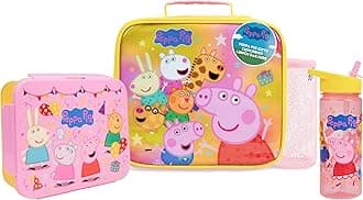 Get Trend Peppa Pig Lunch Bag, Lunch Box, Water Bottle for Kids 3 Piece Set Bento Box, Insulated Snack Container, Meal Holder Gifts for Kids (Multi Peppa Pig)
