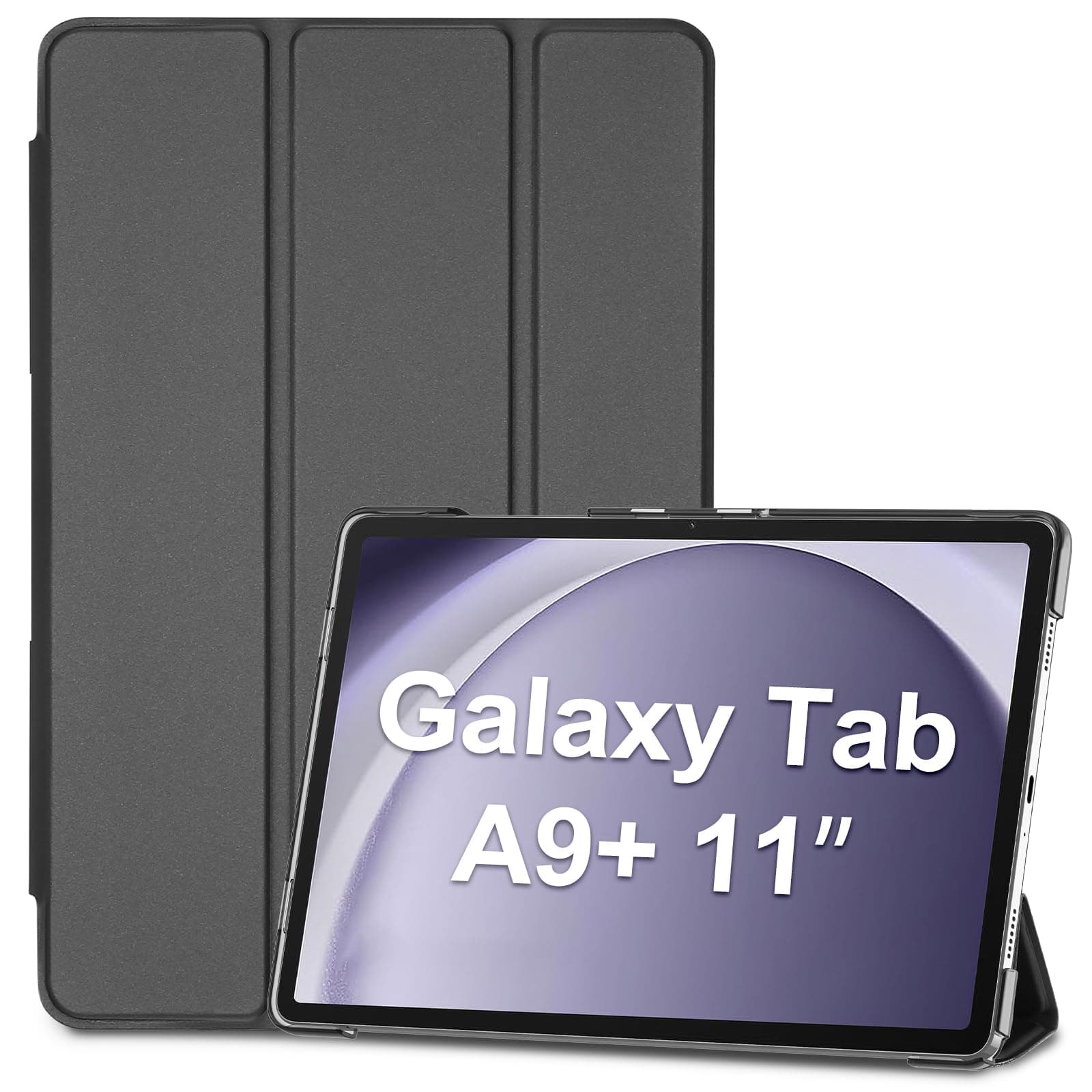 ProCase Smart Case for Galaxy Tab A9+ Plus 11 Inch 2023 SM-X210 SM-X215 SM-X216 SM-X218, Slim Stand Hard Back Shell Protective Tablet Cover Folio Case for Galaxy Tab A9+ Plus 11” -Black/Graphite