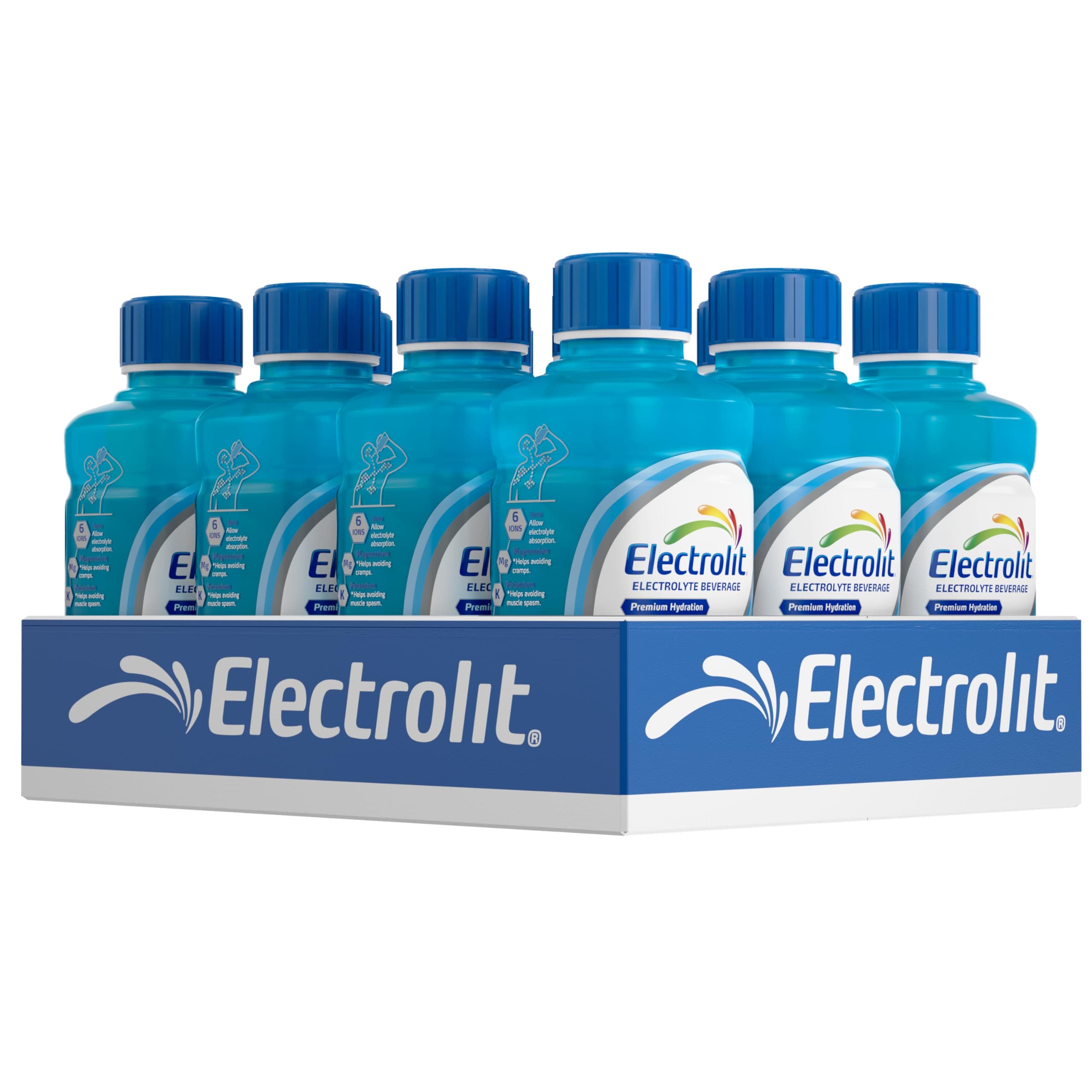 Electrolyte Beverage, Blue Raspberry, 21 Fl Oz bottle (Pack of 12)