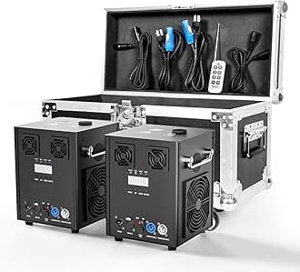 Pyrotechnic Machine, 2PC Black 700W DMX Machines with Flight Cases, Remote Control, for Parties Halloween Christmas Weddings Sporting Events