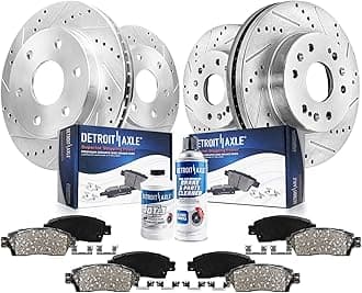 Detroit Axle - Brake Kit for Chevy GMC Silverado Sierra 1500 Tahoe Yukon XL Suburban Escalade ESV Drilled Disc Brake Rotors Ceramic Brakes Pads Replacement : 12.99" inch Front & 13.58" inch Rear Rotor