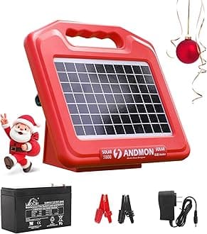 ANDMON S600 Solar Electric Fence Charger - 35 Mile Range, 0.65 Joules Powerful Solar Fence Charger, Ideal for Livestock and Garden Protection