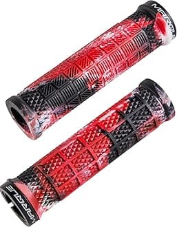 Marque Grapple Mountain Bike Handlebar Grips – Single Lock-On Ring MTB and BMX Bicycle Handle Bar with Non-Slip Grip (Wild FIre Red)