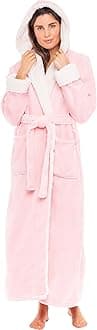 Alexander Del Rossa Sherpa Robes for Women Long, Womens Robes Long Hooded Bathrobes for Women, Winter Plus Size Robe