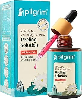 Pilgrim 25% AHA + 2% BHA + 5% PHA Peeling Solution for Face 10-Minute Facial Chemical Peel for face for Glowing Skin Serum for Tan Exfoliating serum Men & Women 30ml
