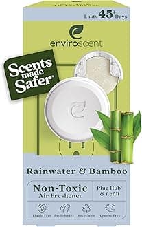 Non-Toxic Air Freshener Plug Hub® Warmer Refillable Kit - Refillable Plug-in Air Freshener for Home w/Paper Refill - Home Fragrance Lasts Up to 45 Days - Rainwater & Bamboo Scent