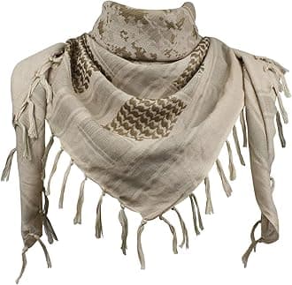 Explore Land Cotton Shemagh Keffiyeh Tactical Desert Scarf Neck Head Wrap with Tassel for Men Women
