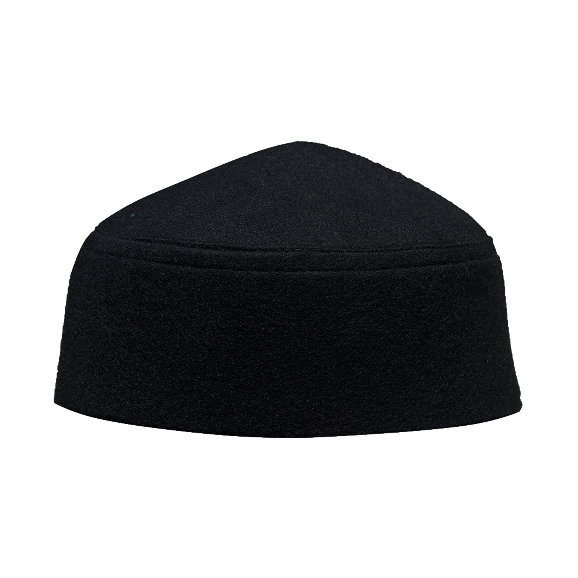 Solid Black Moroccan Fez-Style Kufi Hat Cap w/Pointed Top
