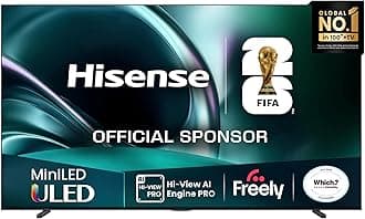 Hisense 100" 100U7QTUK MiniLED QLED 165Hz AI TV - Hi-View AI Engine, 165Hz Game Mode Ultra, 2.1 Channel, Dolby Atmos, Quantum Dot Colour, Anti-Reflection with Freely, Disney +, YouTube, Netflix