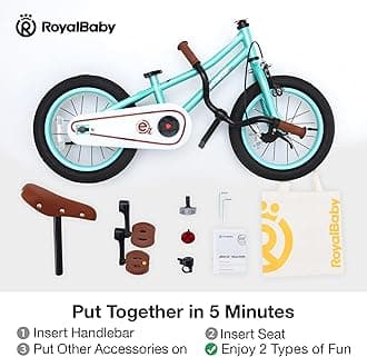 RoyalBaby Kids Bike, Terra EZ Balance to Pedal Convertable Bicycle, 14 16 18 Inch Easy Learn Balancing to Biking Boys Girls Ages 3-9 Years Beginners