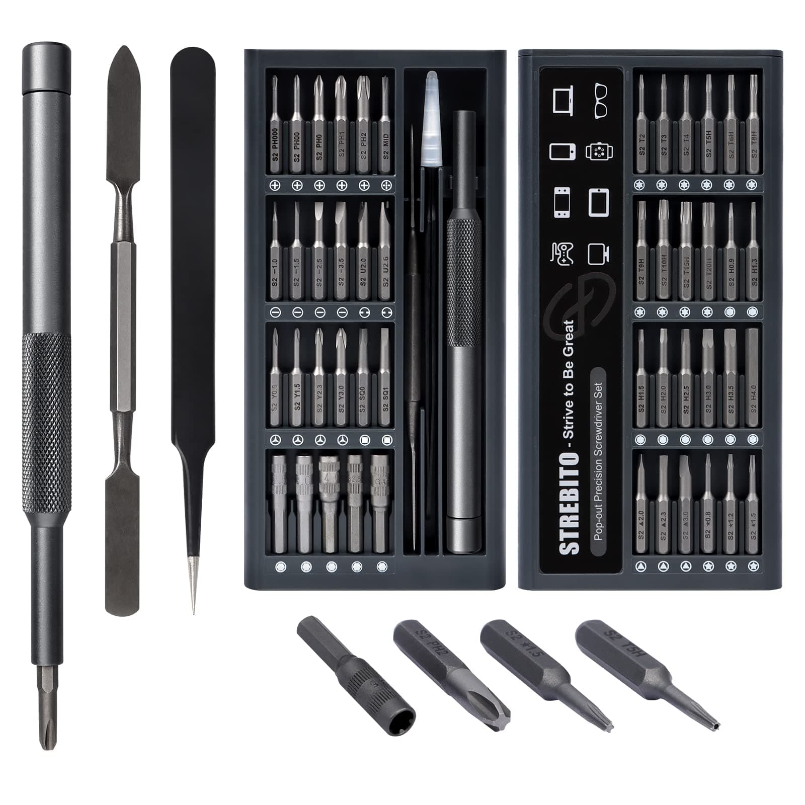 Micro Screwdriver Set 50 in 1 Precision Screwdriver Set, S2 Steel Multi Bit Mini Repair Kit for Electronics, Computer, Phone, Laptop, Glass, Watch, Switch, Game Controller