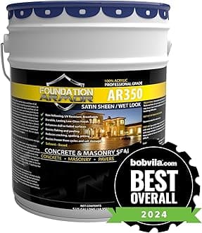 Armor AR350 Low Gloss Wet Look Concrete Sealer 5 Gallon - Professional Grade Color Enhancing Solvent Based Acrylic Sealer for Exterior Concrete and Pavers - 50 VOC