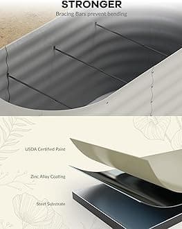 Patio Lawn 4x2x2ft Raised Garden Bed,Galvanized Raised Planter Boxes Outdoor with Easy Assembly, Large Garden Bed for Vegetables, Fruits, Flower,Raised Garden Bed,Green,Beige