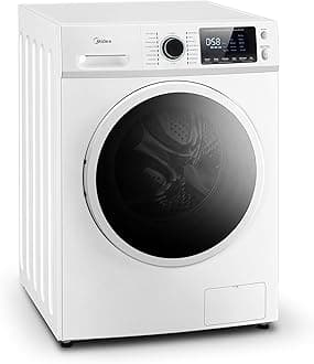 Midea 24 Inch All-in-One Front Load Washer Dryer Combo, 2.7 Cu.ft 26lbs Ventless Full-Automatic Washing Machine with Steam Care, Overnight Dry, 1400 RPM 16 Wash Cycles, White