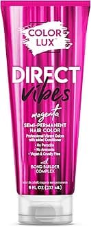 Color Lux Direct Vibes Semi-Permanent Hair Color, Magenta, Vibrant & Long-Lasting Shade, Ammonia-Free, Vegan, Sulfate-Free, Paraben-Free, 8 fl oz