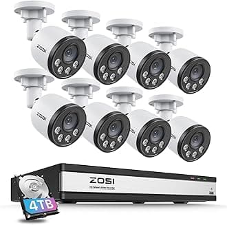 4K 16CH PoE Security Camera System with Audio, Night Vision, Smart Human Detection, Motion Alerts, 8pcs Outdoor Indoor PoE Wired Cameras, 16 Channel 4K 8MP NVR with 4TB HDD for 24/7 Recording