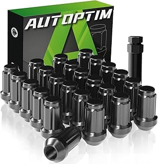 M12x1.25 Spline Lug Nuts - Replacement for 2005-2015 Nissan Armada, 2004-2019 Nissan Titan, 2000-2015 Xterra Aftermarket Wheel Black Closed End 24pcs Point Lug Nuts with 1 Socket Key