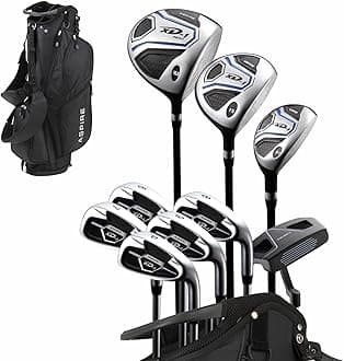 Aspire XD1 Men’s 14-Piece Golf Set – 460cc Titanium Driver, Wood, Hybrid, 6-PW Irons, Putter, Stand Bag, 3 Headcovers and Cover