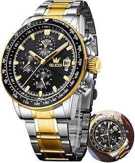 OLEVSWatch for Men, Fashion Dress Mens Watches, Stainless Steel Waterproof Analog Quartz Wristwatch, Elegant Gifts for Him - Dad & Boyfriend