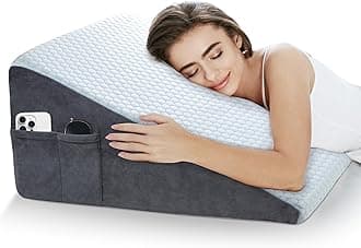 puredown® Wedge Pillow for Sleeping 12 Inch Memory Foam Bed Wedge Pillow for Acid Reflux, Leg Neck Back Pain, Relief Gerd Snoring Post Surgery, Triangle Incline Pillow Wedge with Removable Cover