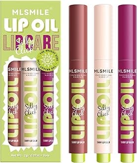 3 Colors Fat Lip Oil Click Slick,Press Lipstick Set,Moisturizing Lip Balm,High Pigment Glow Lip Oil,Long-lasting,Pigmented Vegan,Lightweight and Glossy Lip Plumper with Coconut Oil-Set B