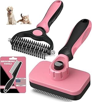 3PCS Dog Brush I Dog Brush for Shedding I Deshedding Dog Brush I Dog Bath Brush I Slicker Brush For Dogs I Dog Comb (Red Black)