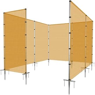 Patio Outdoor Fence Kit for Deck Backyard Yard Patio Temporary Removable Dog Fence Barrier Mesh Garden Chicken Freestanding Fencing with Stainless Poles Spikes 6'x5' Orange