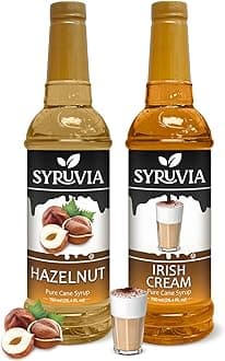 Syruvia Coffee Syrup Variety Pack - Hazelnut & Irish Cream - Gluten-Free, Kosher, 25.4 fl oz Bottles - Enhance Your Coffee Experience with Premium Flavoring Syrups
