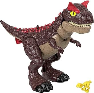 Imaginext Jurassic World Dinosaur Toy Spike Strike Carnotaurus 11-Inch Tall Figure with Baby Raptor for Ages 3+ Years, HML42