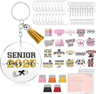140 PCS Acrylic Keychain Blank Set, 2025 Graduation Season Double-Sided UV DTF Stickers Acrylic Keychain Making Kits for Vinyl DIY Craft Project Graduation Season Preferred Gifts